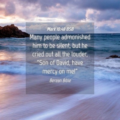 Picture 04 - Mark 10:48 BSB - Many people admonished him to be silent, but he - Bible Verse Picture