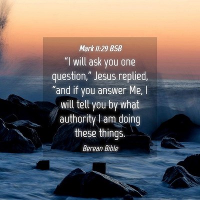 Picture 04 - Mark 11:29 BSB - “I will ask you one question,” Jesus replied, - Bible Verse Picture
