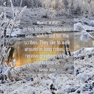 Picture 04 - Mark 12:38 BSB - In His teaching Jesus also said, “Watch out for - Bible Verse Picture