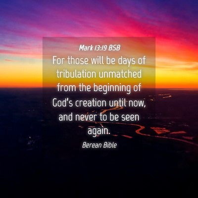 Picture 04 - Mark 13:19 BSB - For those will be days of tribulation unmatched - Bible Verse Picture