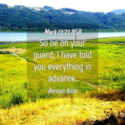 Picture 04 - Mark 13:23 BSB - So be on your guard; I have told you everything - Bible Verse Picture
