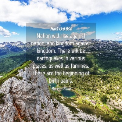 Picture 04 - Mark 13:8 BSB - Nation will rise against nation, and kingdom - Bible Verse Picture