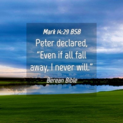 Picture 04 - Mark 14:29 BSB - Peter declared, “Even if all fall away, I never - Bible Verse Picture