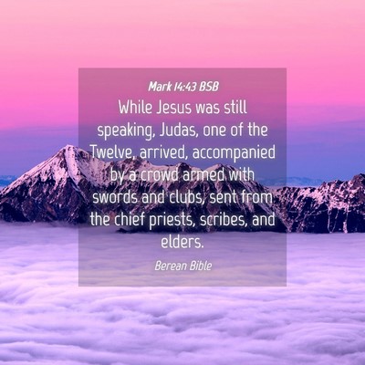 Picture 04 - Mark 14:43 BSB - While Jesus was still speaking, Judas, one of the - Bible Verse Picture