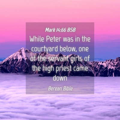 Picture 04 - Mark 14:66 BSB - While Peter was in the courtyard below, one of - Bible Verse Picture