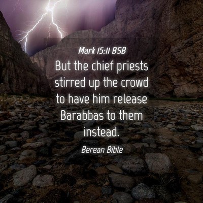 Picture 04 - Mark 15:11 BSB - But the chief priests stirred up the crowd to - Bible Verse Picture