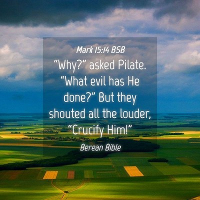 Picture 04 - Mark 15:14 BSB - “Why?” asked Pilate. “What evil has He - Bible Verse Picture