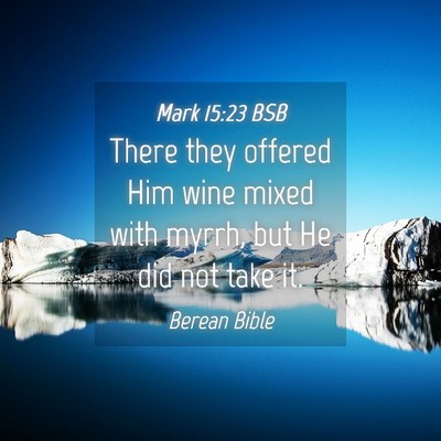 Picture 04 - Mark 15:23 BSB - There they offered Him wine mixed with myrrh, but - Bible Verse Picture