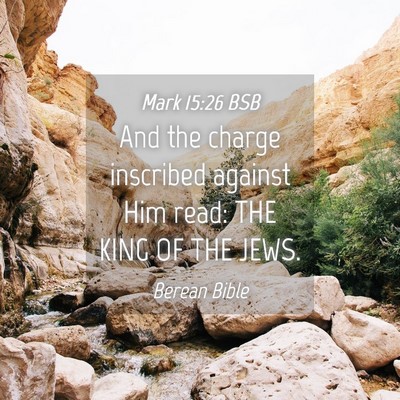 Picture 04 - Mark 15:26 BSB - And the charge inscribed against Him read: THE - Bible Verse Picture