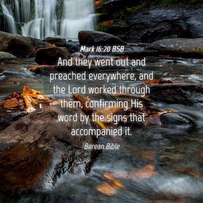 Picture 04 - Mark 16:20 BSB - And they went out and preached everywhere, and - Bible Verse Picture