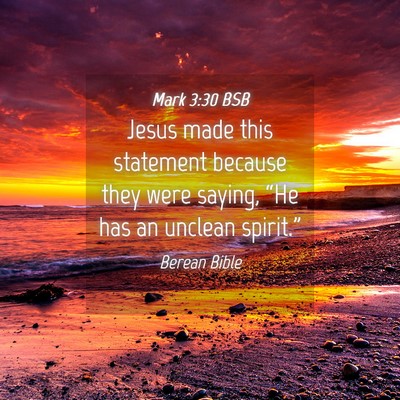 Picture 04 - Mark 3:30 BSB - Jesus made this statement because they were - Bible Verse Picture