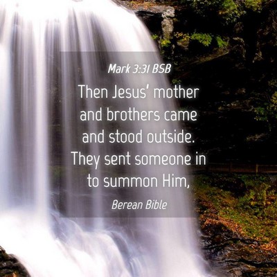 Picture 04 - Mark 3:31 BSB - Then Jesus’ mother and brothers came and stood - Bible Verse Picture