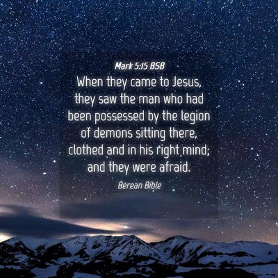 Picture 04 - Mark 5:15 BSB - When they came to Jesus, they saw the man who had - Bible Verse Picture