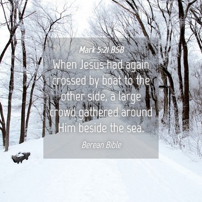 Picture 04 - Mark 5:21 BSB - When Jesus had again crossed by boat to the other - Bible Verse Picture