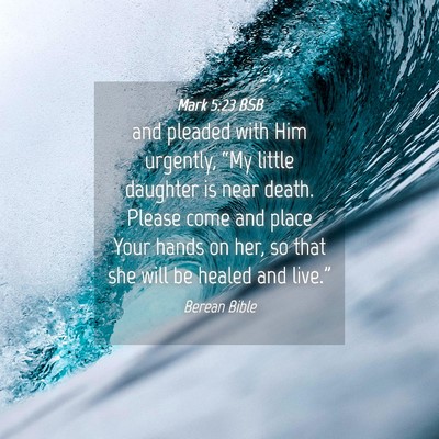 Picture 04 - Mark 5:23 BSB - and pleaded with Him urgently, “My little - Bible Verse Picture