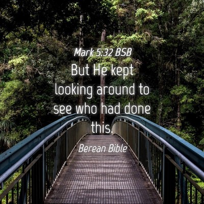 Picture 04 - Mark 5:32 BSB - But He kept looking around to see who had done - Bible Verse Picture