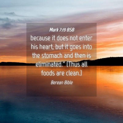 Picture 04 - Mark 7:19 BSB - because it does not enter his heart, but it goes - Bible Verse Picture