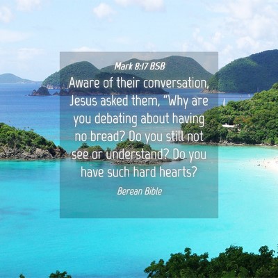 Picture 04 - Mark 8:17 BSB - Aware of their conversation, Jesus asked them, - Bible Verse Picture