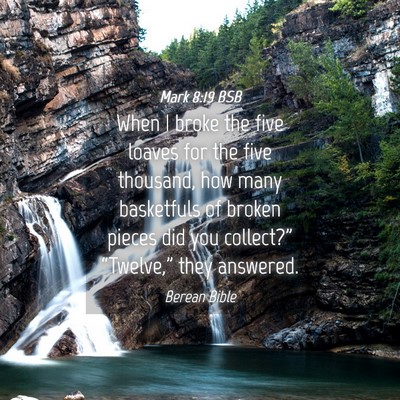 Picture 04 - Mark 8:19 BSB - When I broke the five loaves for the five - Bible Verse Picture