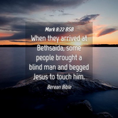 Picture 04 - Mark 8:22 BSB - When they arrived at Bethsaida, some people - Bible Verse Picture