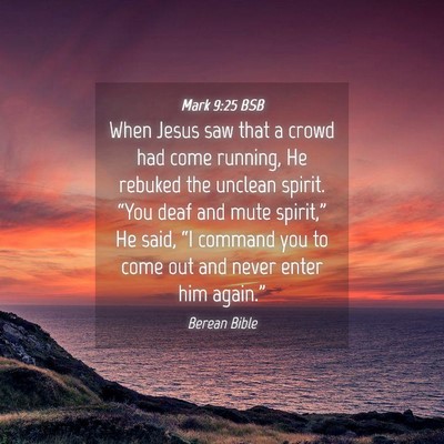 Picture 04 - Mark 9:25 BSB - When Jesus saw that a crowd had come running, He - Bible Verse Picture