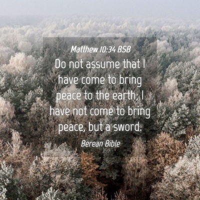 Picture 04 - Matthew 10:34 BSB - Do not assume that I have come to bring peace to - Bible Verse Picture