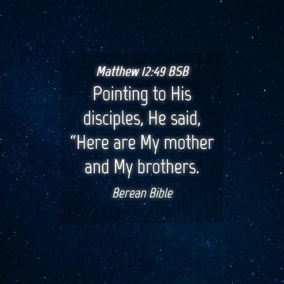 Picture 04 - Matthew 12:49 BSB - Pointing to His disciples, He said, “Here are - Bible Verse Picture