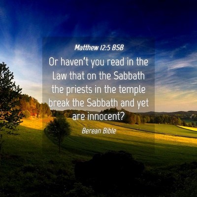 Picture 04 - Matthew 12:5 BSB - Or haven’t you read in the Law that on the - Bible Verse Picture