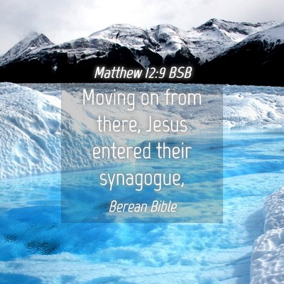 Picture 04 - Matthew 12:9 BSB - Moving on from there, Jesus entered their - Bible Verse Picture