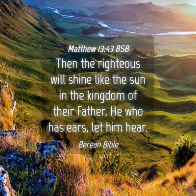 Picture 04 - Matthew 13:43 BSB - Then the righteous will shine like the sun in the - Bible Verse Picture
