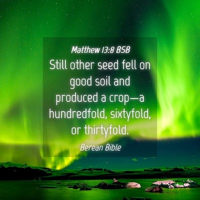 Picture 04 - Matthew 13:8 BSB - Still other seed fell on good soil and produced a - Bible Verse Picture