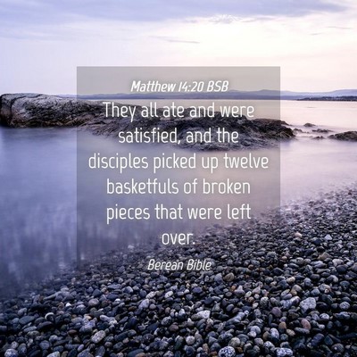 Picture 04 - Matthew 14:20 BSB - They all ate and were satisfied, and the - Bible Verse Picture