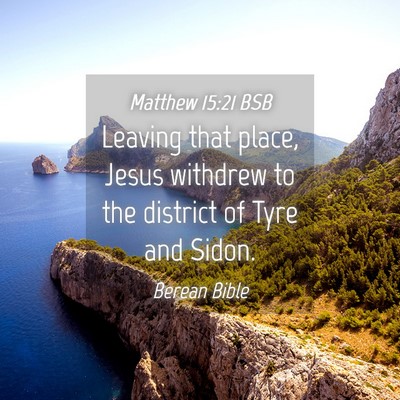 Picture 04 - Matthew 15:21 BSB - Leaving that place, Jesus withdrew to the - Bible Verse Picture