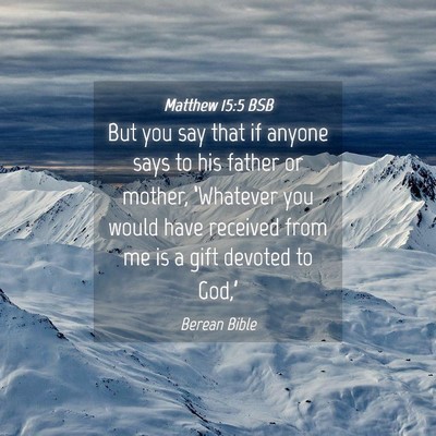 Picture 04 - Matthew 15:5 BSB - But you say that if anyone says to his father or - Bible Verse Picture