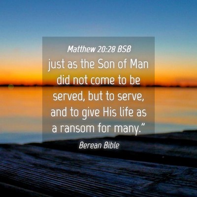 Picture 04 - Matthew 20:28 BSB - just as the Son of Man did not come to be served, - Bible Verse Picture