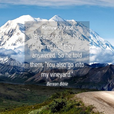 Picture 04 - Matthew 20:7 BSB - ‘Because no one has hired us,’ they answered. - Bible Verse Picture