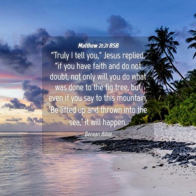Picture 04 - Matthew 21:21 BSB - “Truly I tell you,” Jesus replied, “if you - Bible Verse Picture
