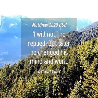 Picture 04 - Matthew 21:29 BSB - ‘I will not,’ he replied. But later he - Bible Verse Picture