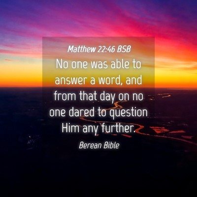Picture 04 - Matthew 22:46 BSB - No one was able to answer a word, and from that - Bible Verse Picture