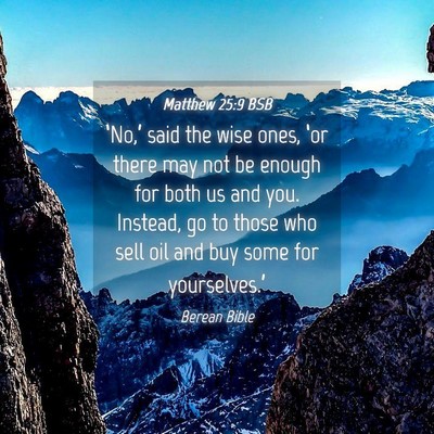 Picture 04 - Matthew 25:9 BSB - ‘No,’ said the wise ones, ‘or there may not - Bible Verse Picture