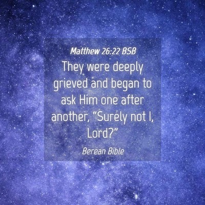 Picture 04 - Matthew 26:22 BSB - They were deeply grieved and began to ask Him one - Bible Verse Picture