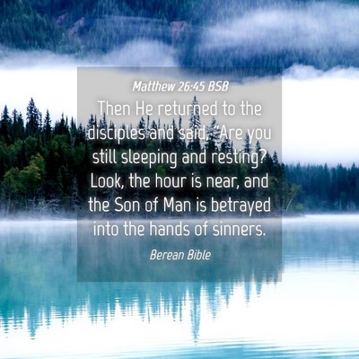 Picture 04 - Matthew 26:45 BSB - Then He returned to the disciples and said, - Bible Verse Picture