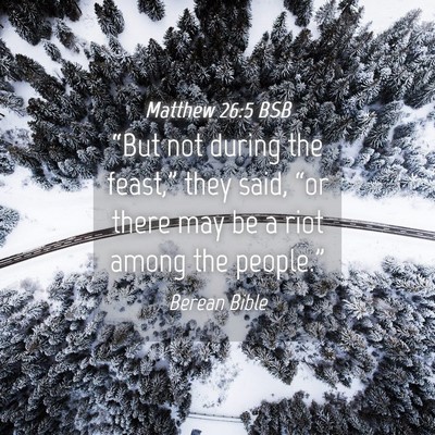 Picture 04 - Matthew 26:5 BSB - “But not during the feast,” they said, “or - Bible Verse Picture
