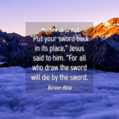 Picture 04 - Matthew 26:52 BSB - “Put your sword back in its place,” Jesus - Bible Verse Picture