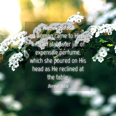 Picture 04 - Matthew 26:7 BSB - a woman came to Him with an alabaster jar of - Bible Verse Picture
