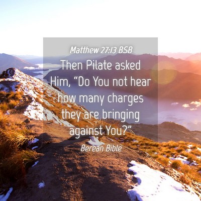Picture 04 - Matthew 27:13 BSB - Then Pilate asked Him, “Do You not hear how - Bible Verse Picture