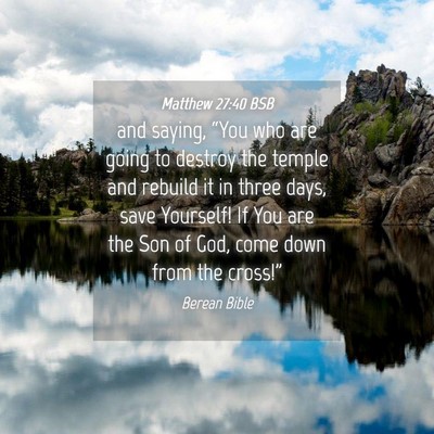 Picture 04 - Matthew 27:40 BSB - and saying, “You who are going to destroy the - Bible Verse Picture