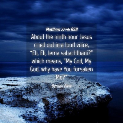 Picture 04 - Matthew 27:46 BSB - About the ninth hour Jesus cried out in a loud - Bible Verse Picture