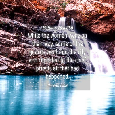 Picture 04 - Matthew 28:11 BSB - While the women were on their way, some of the - Bible Verse Picture