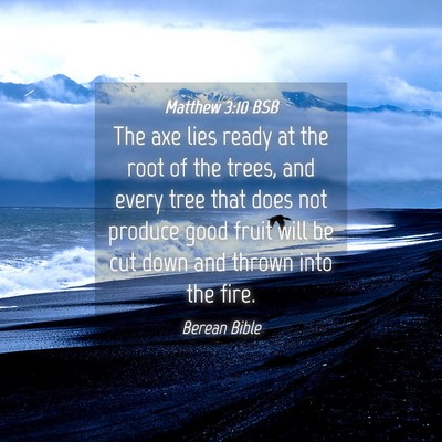 Picture 04 - Matthew 3:10 BSB - The axe lies ready at the root of the trees, and - Bible Verse Picture